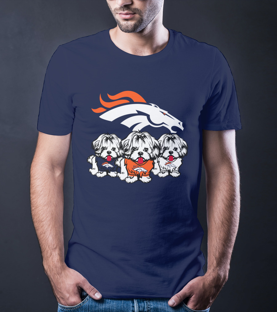 Shih Tzu Dogs Denver Broncos NFL Football Fan T-Shirt