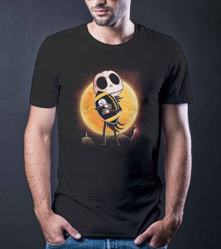 Halloween Moon Skeleton Football Fan T-Shirt