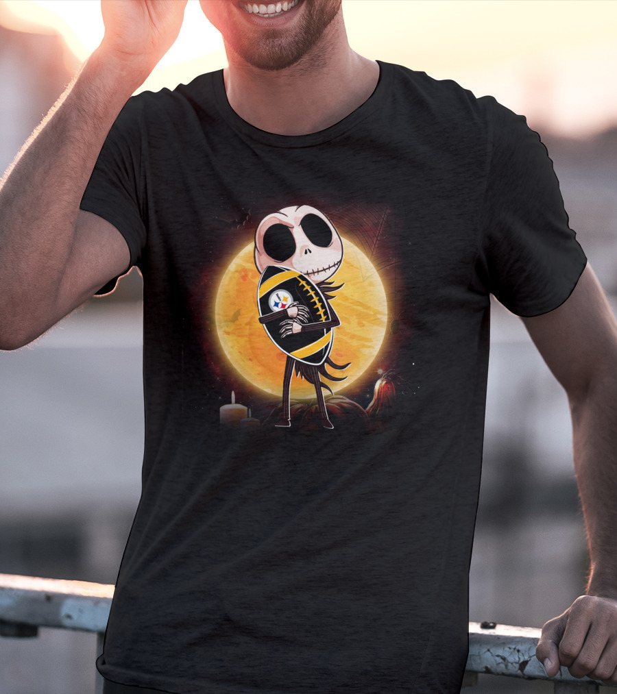 Halloween Moon Skeleton Football Fan T-Shirt