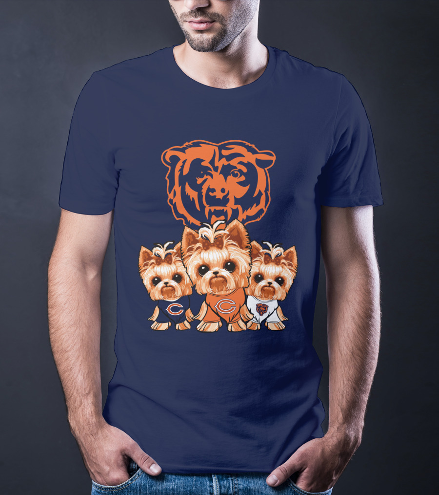 Chicago Bears Yorkshire Terrier Puppy Trio T-Shirt