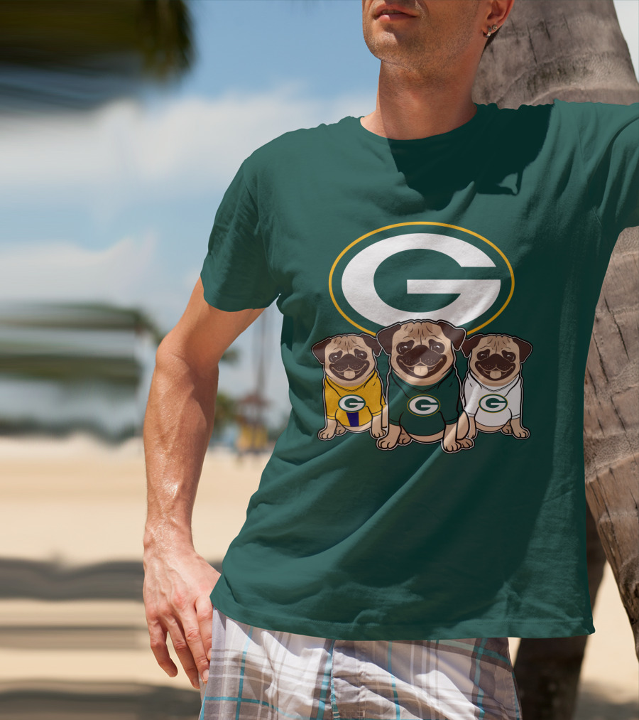 Green Bay Packers Pug Trio T-Shirt