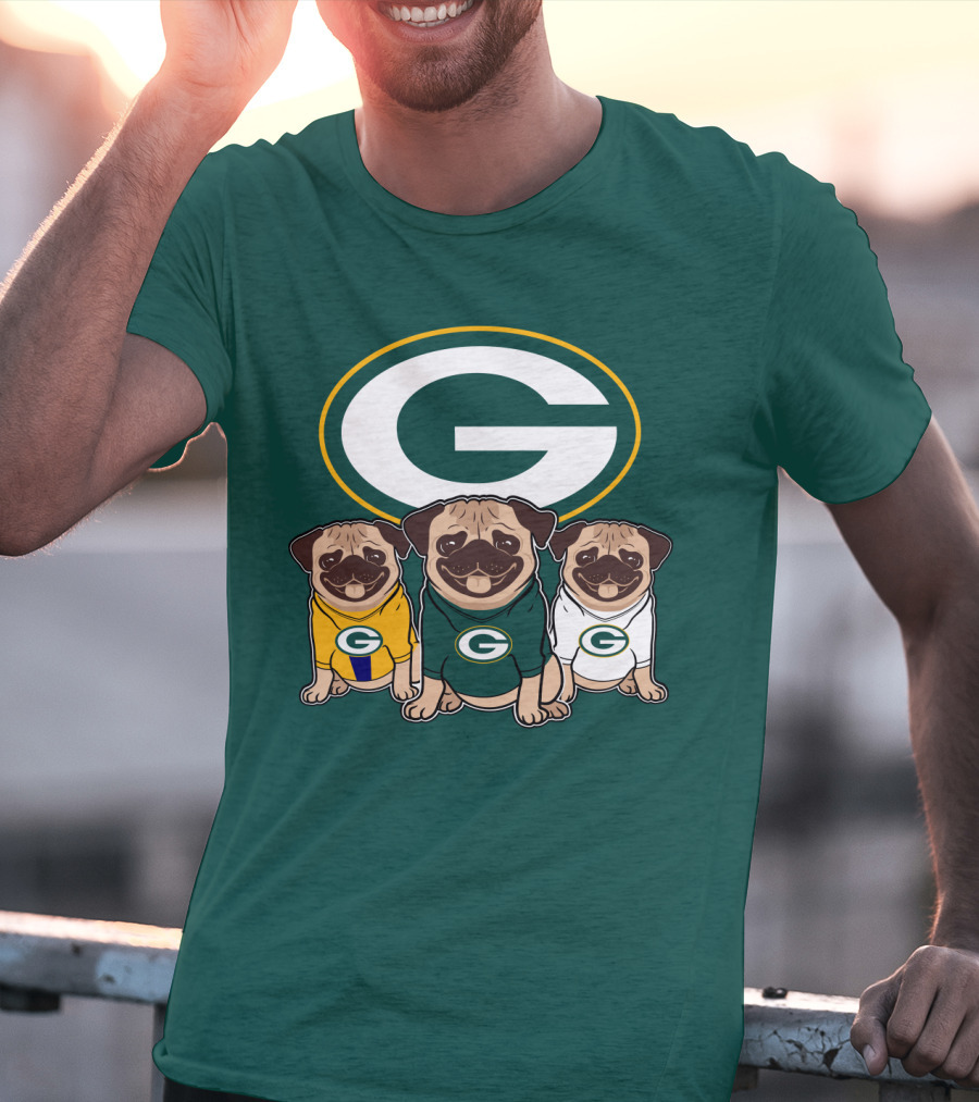 Green Bay Packers Pug Trio T-Shirt