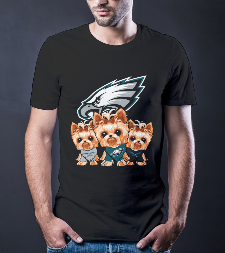 Philadelphia Eagles Yorkshire Terrier Puppy Trio T-Shirt