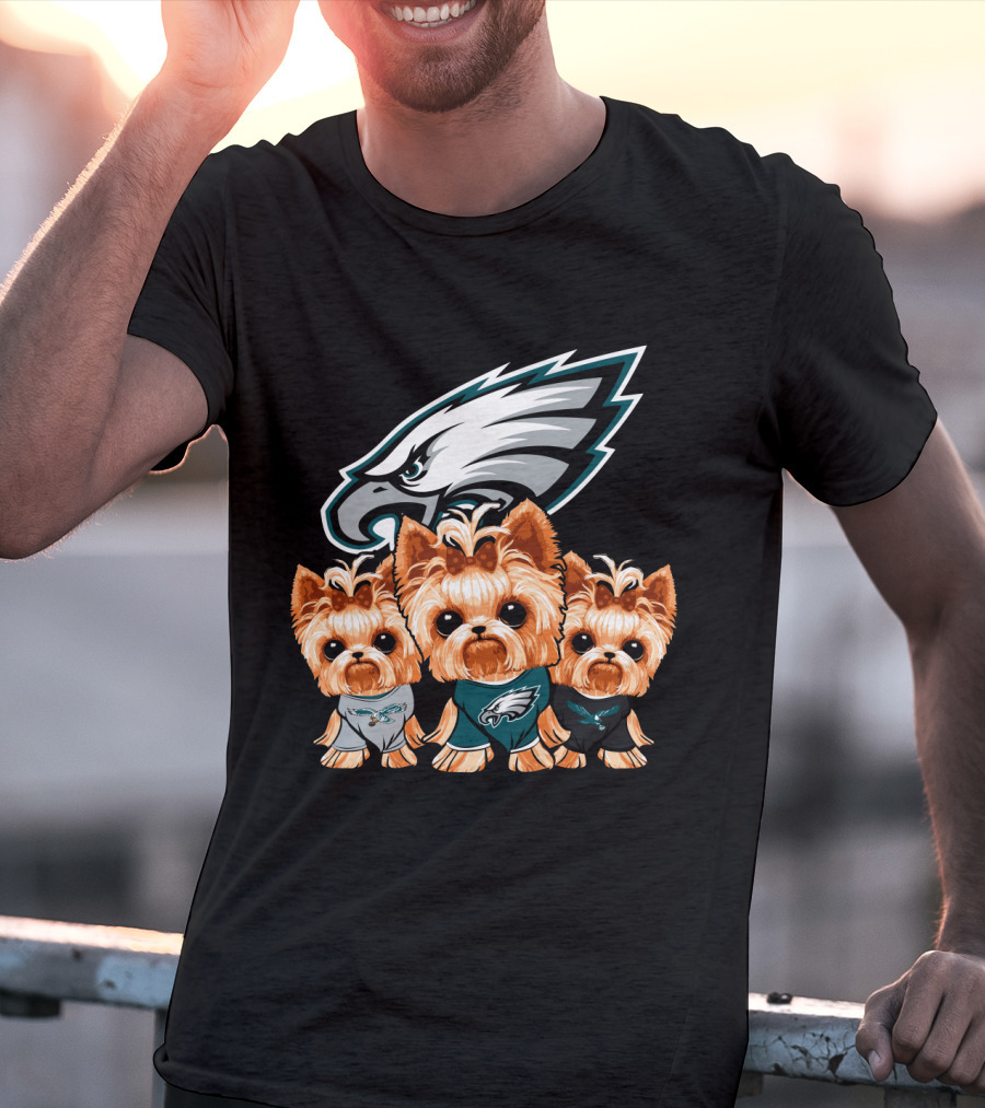 Philadelphia Eagles Yorkshire Terrier Puppy Trio T-Shirt