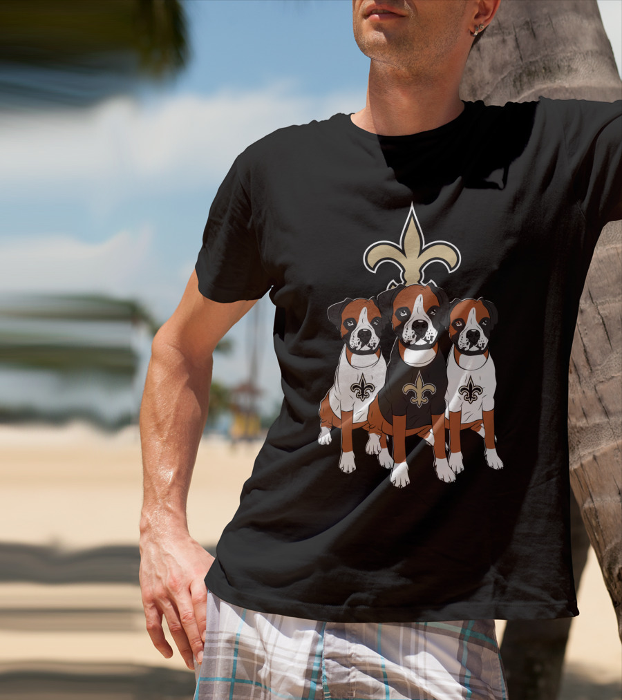 New Orleans Saints Boxer Dog Trio T-Shirt