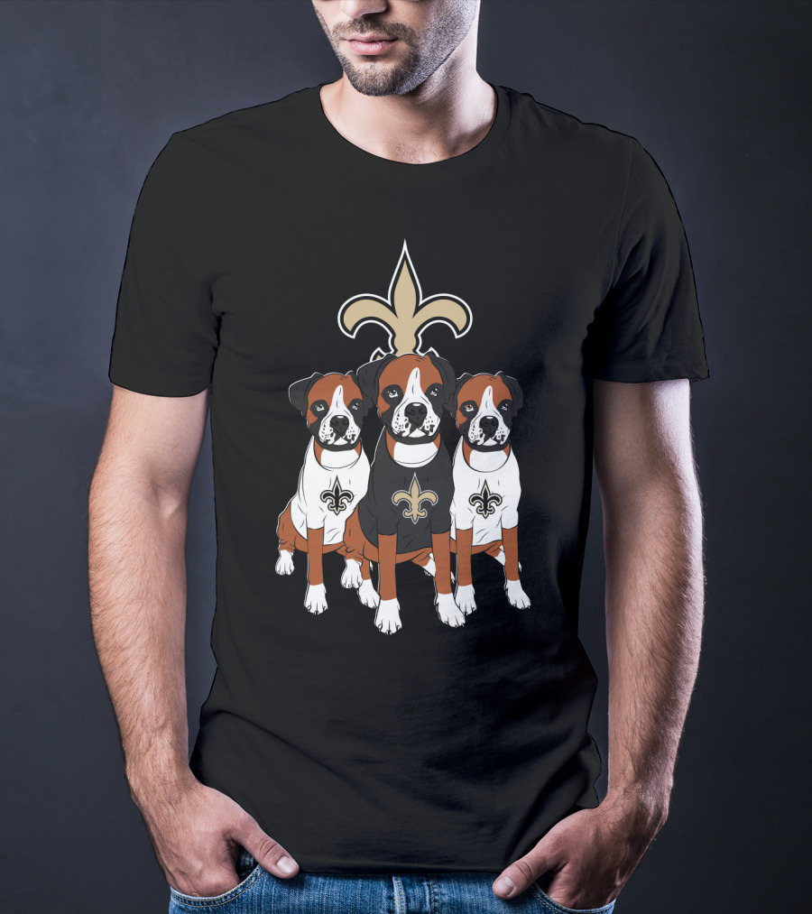 New Orleans Saints Boxer Dog Trio T-Shirt