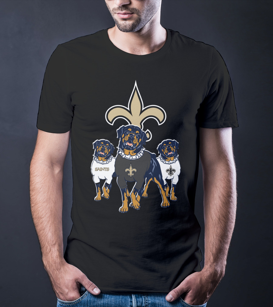 New Orleans Saints Rottweiler Trio Fleur-De-Lis T-Shirt