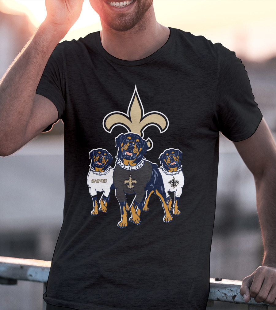 New Orleans Saints Rottweiler Trio Fleur-De-Lis T-Shirt
