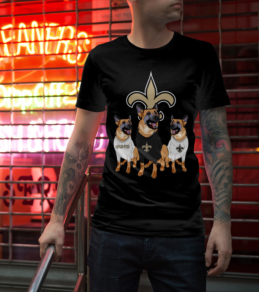 Saints Fleur-De-Lis German Shepherd Trio T-Shirt