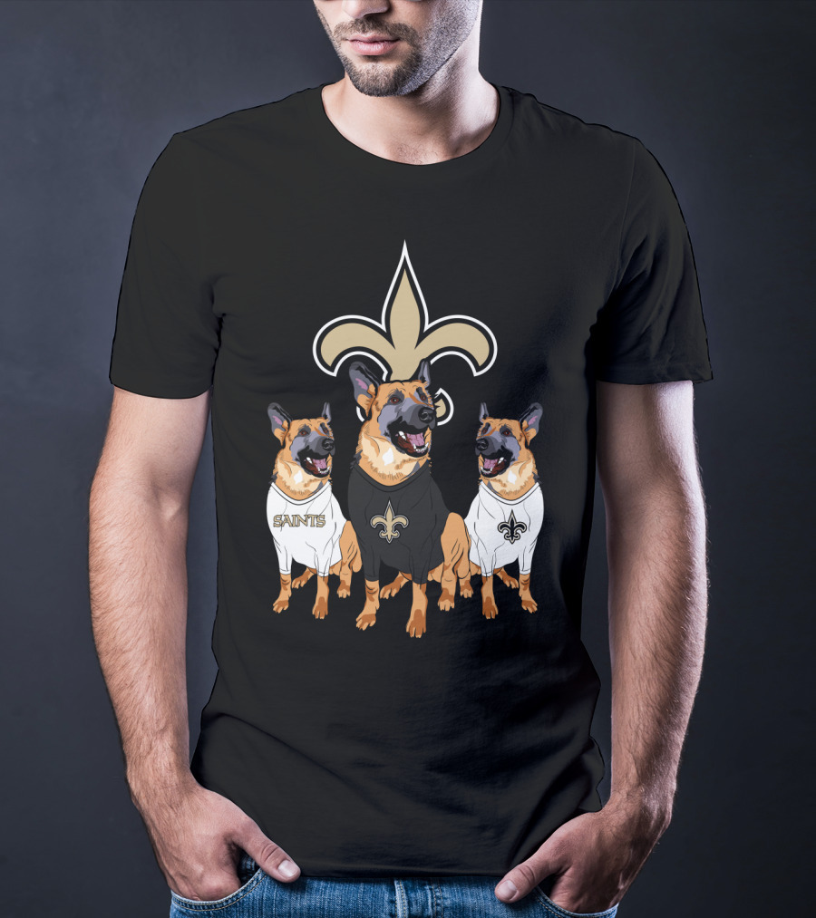Saints Fleur-De-Lis German Shepherd Trio T-Shirt