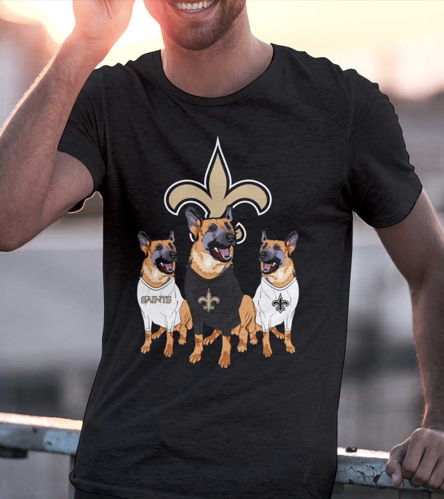 Saints Fleur-De-Lis German Shepherd Trio T-Shirt