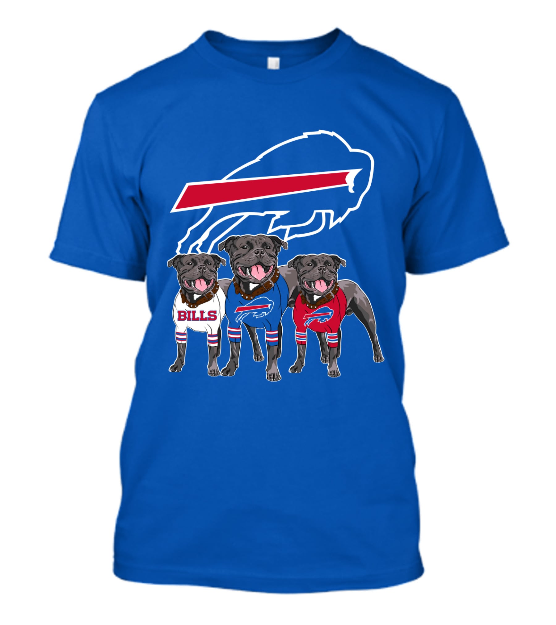 Buffalo Bills Pitbull Trio On Blue Buffalo T-Shirt