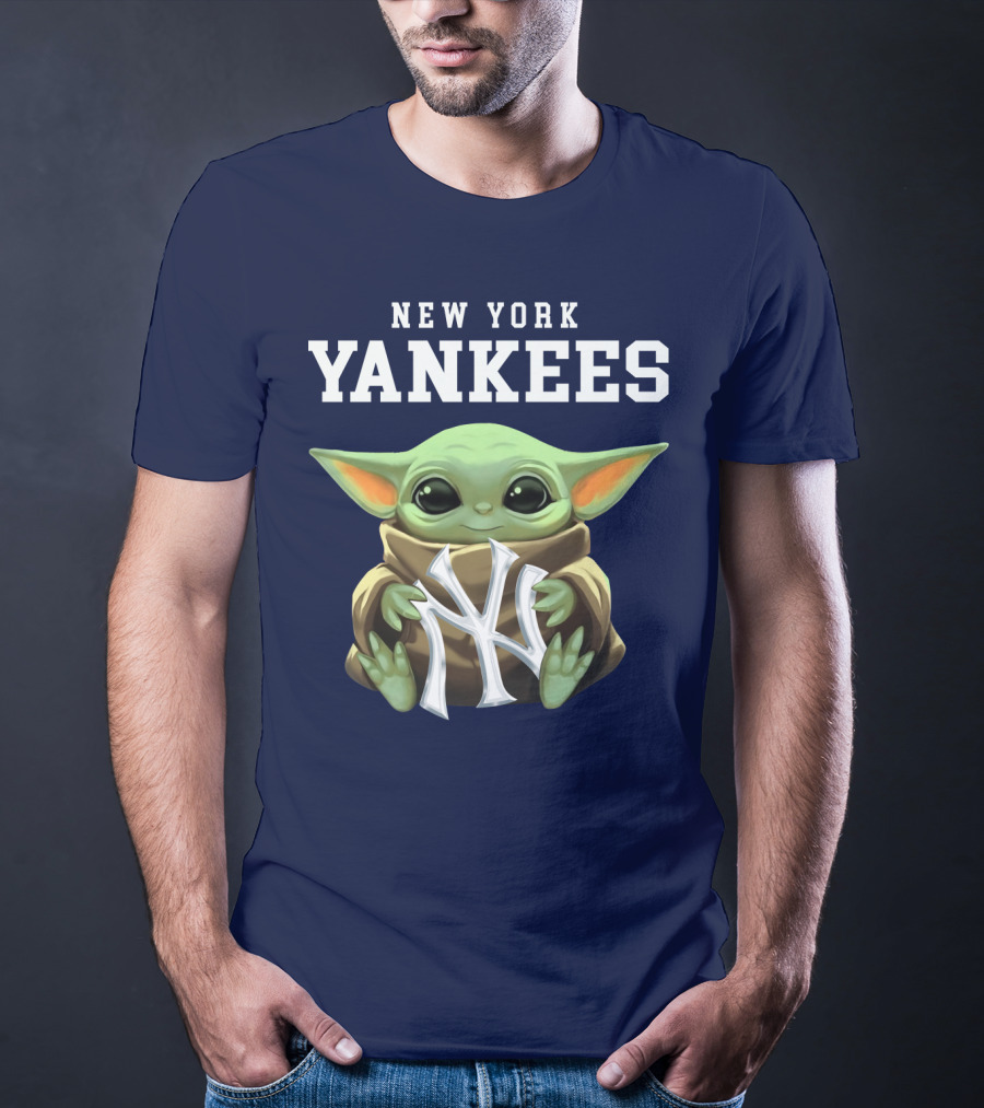 New York Yankees Baby Yoda Holding NY T-Shirt