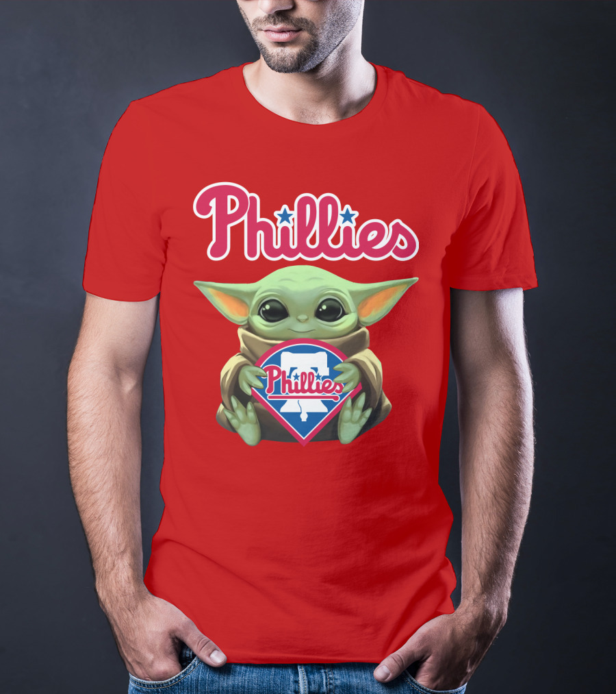 Phillies Baby Yoda Holding Phillies T-Shirt