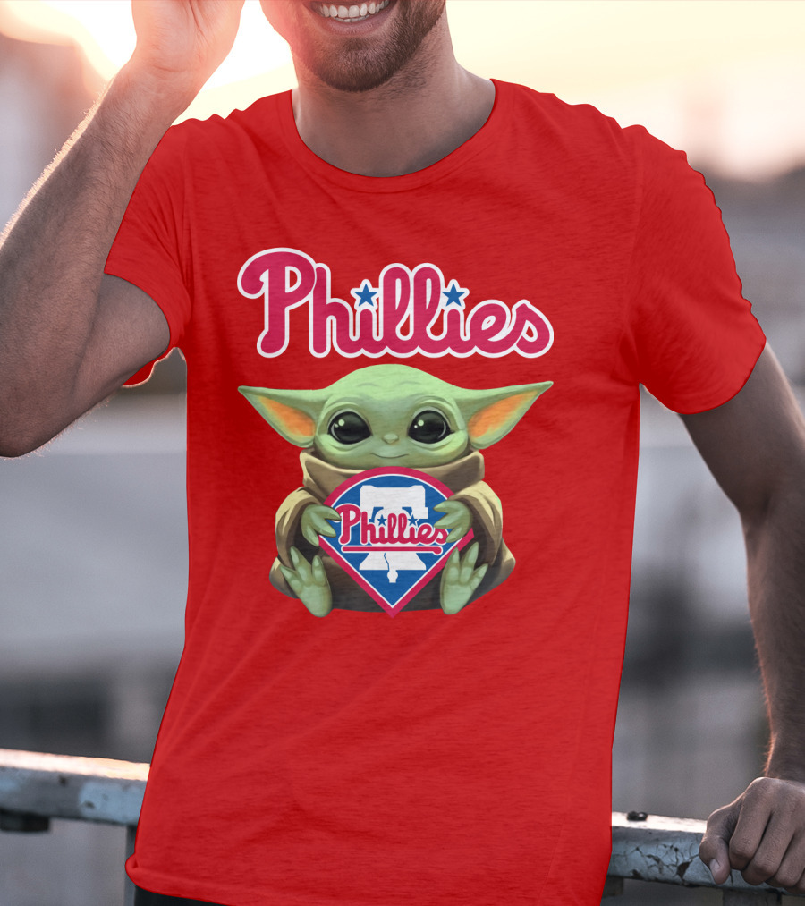 Phillies Baby Yoda Holding Phillies T-Shirt