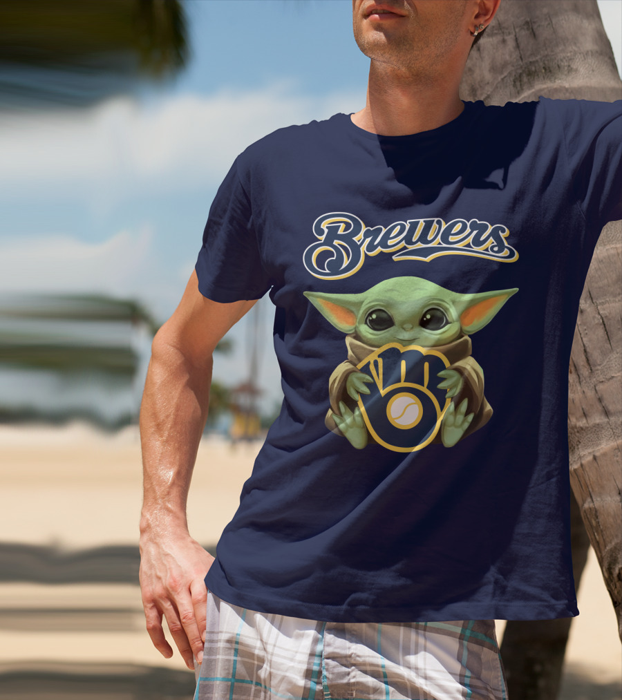 Brewers Baby Yoda Holding Milwaukee T-Shirt