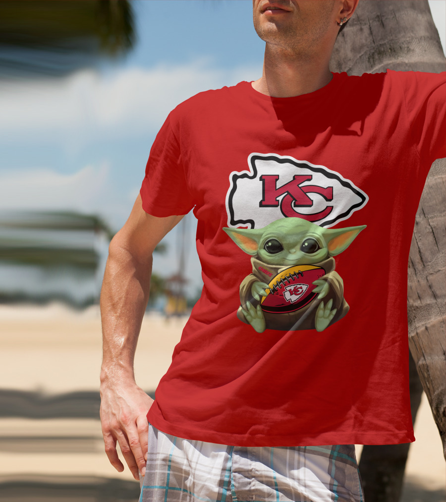 Baby Yoda Kc Chiefs Football Fan T-Shirt