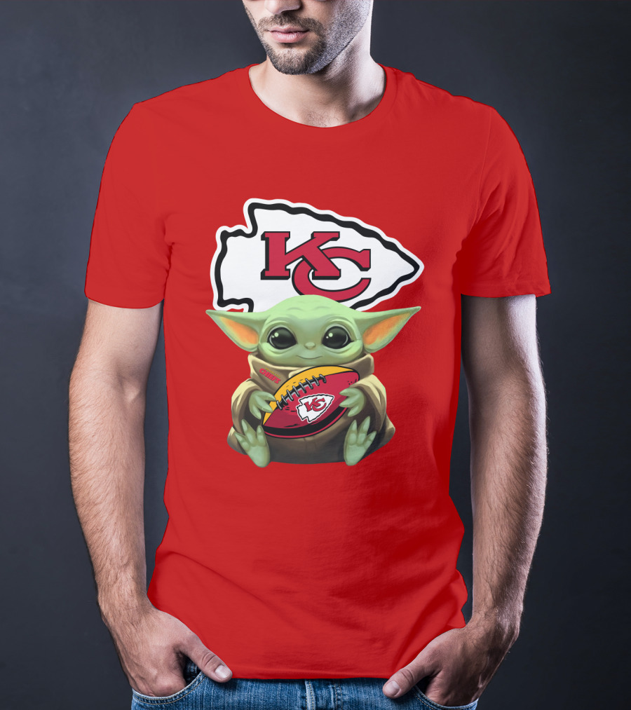 Baby Yoda Kc Chiefs Football Fan T-Shirt