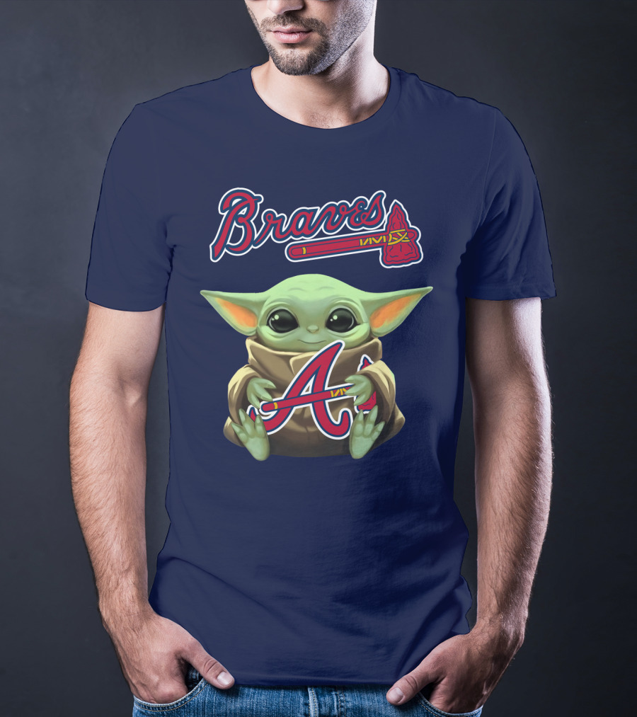 Braves Baby Yoda Holding Baseball Team T-Shirt