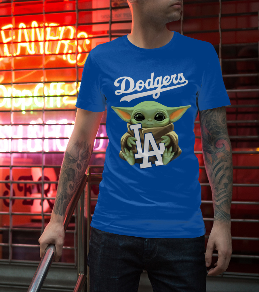 Dodgers Baby Yoda Holding La Team T-Shirt