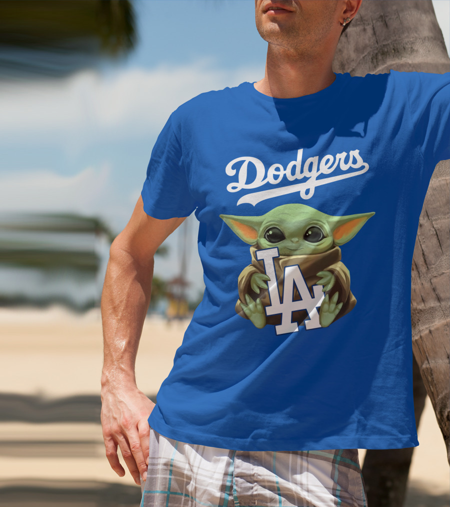 Dodgers Baby Yoda Holding La Team T-Shirt