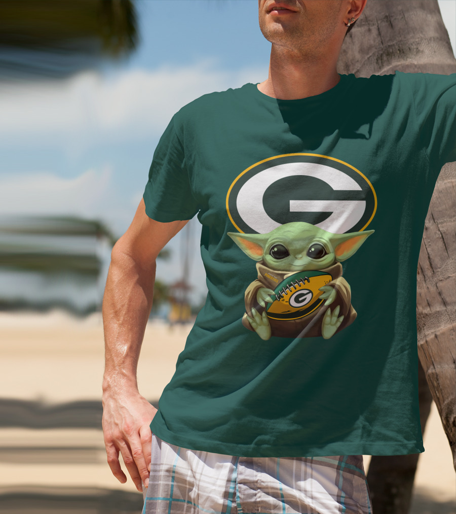 Baby Yoda Green Bay Packers Football Fan T-Shirt