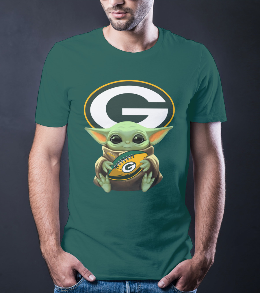Baby Yoda Green Bay Packers Football Fan T-Shirt