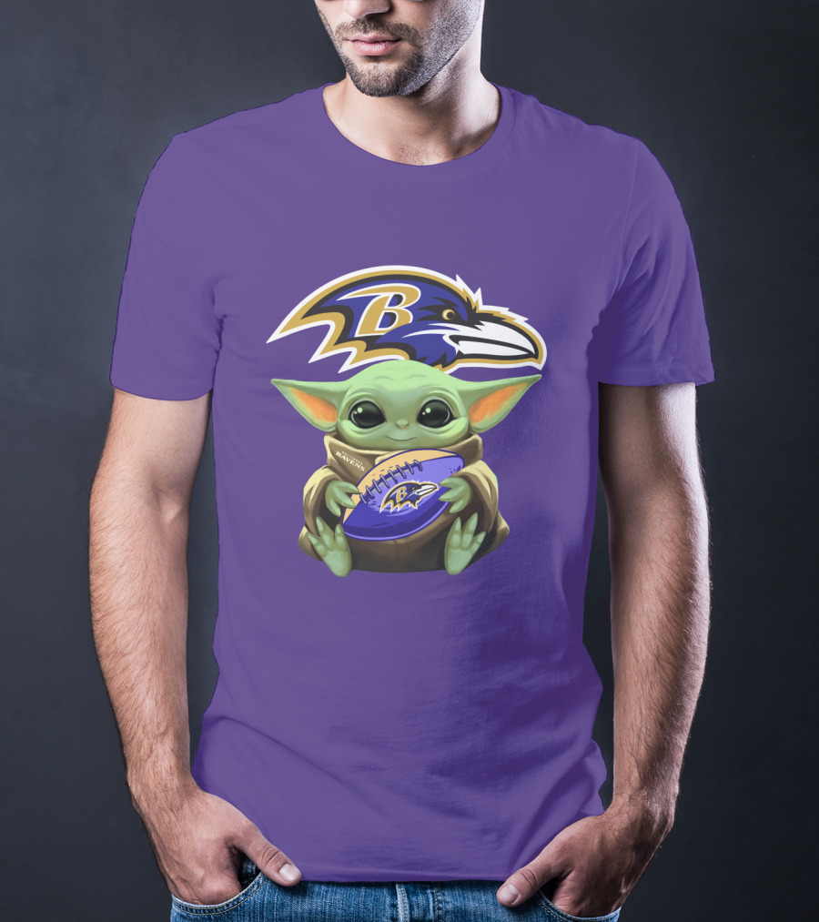 Baltimore Ravens Baby Yoda Football Fan T-Shirt