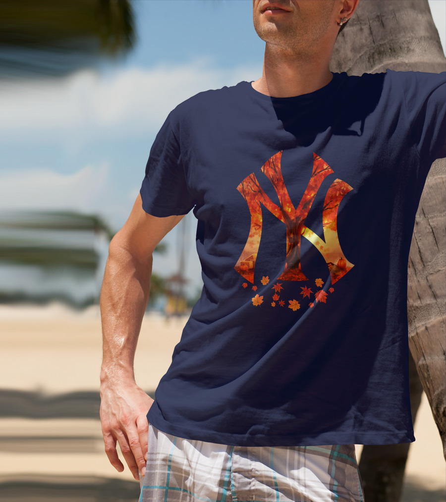 New York Yankees Autumn Fall Leaves Tree Pumpkin T-Shirt