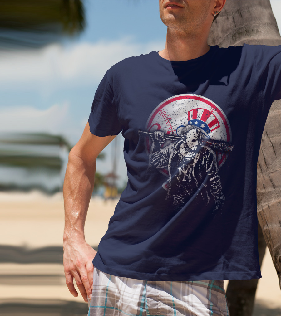 New York Baseball Icon With Mask And Bat T-Shirt