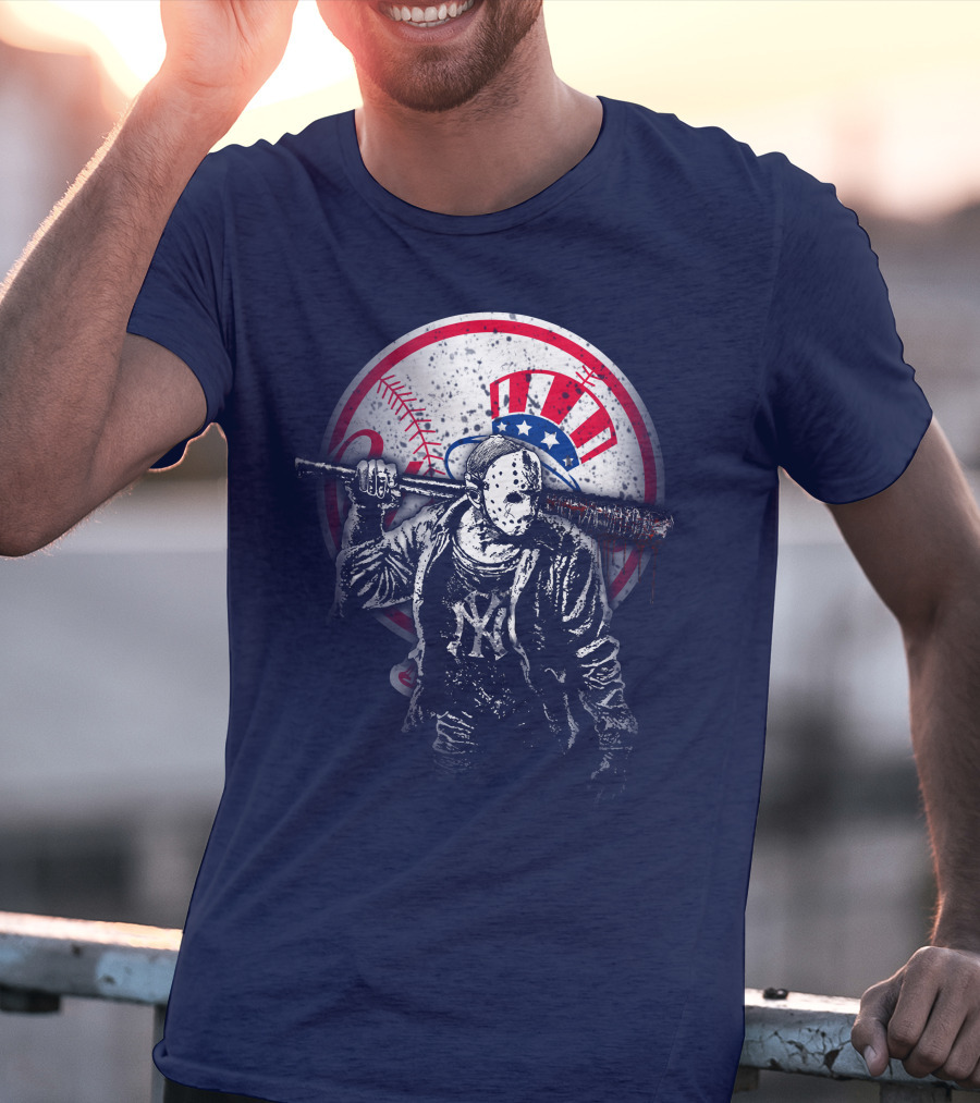 New York Baseball Icon With Mask And Bat T-Shirt