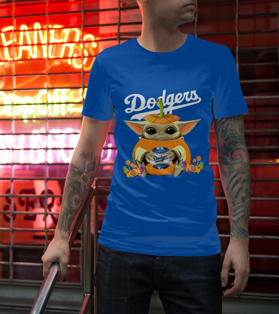 Dodgers Baby Yoda Pumpkin Halloween T-Shirt