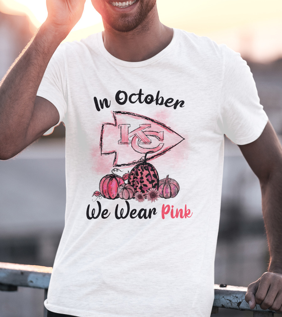 In October We Wear Pink Kc Pumpkin Edition T-Shirt