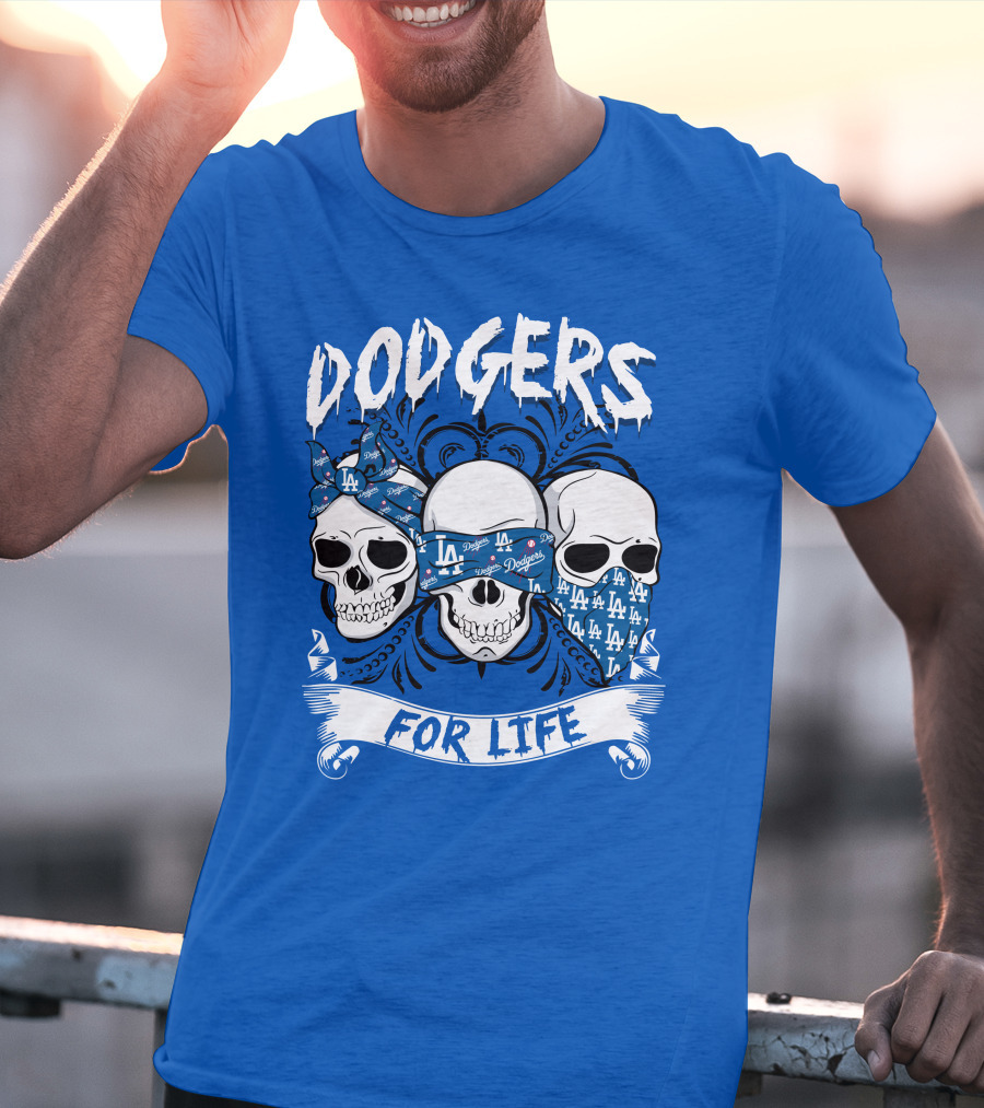 Dodgers For Life La Skulls Bandana T-Shirt