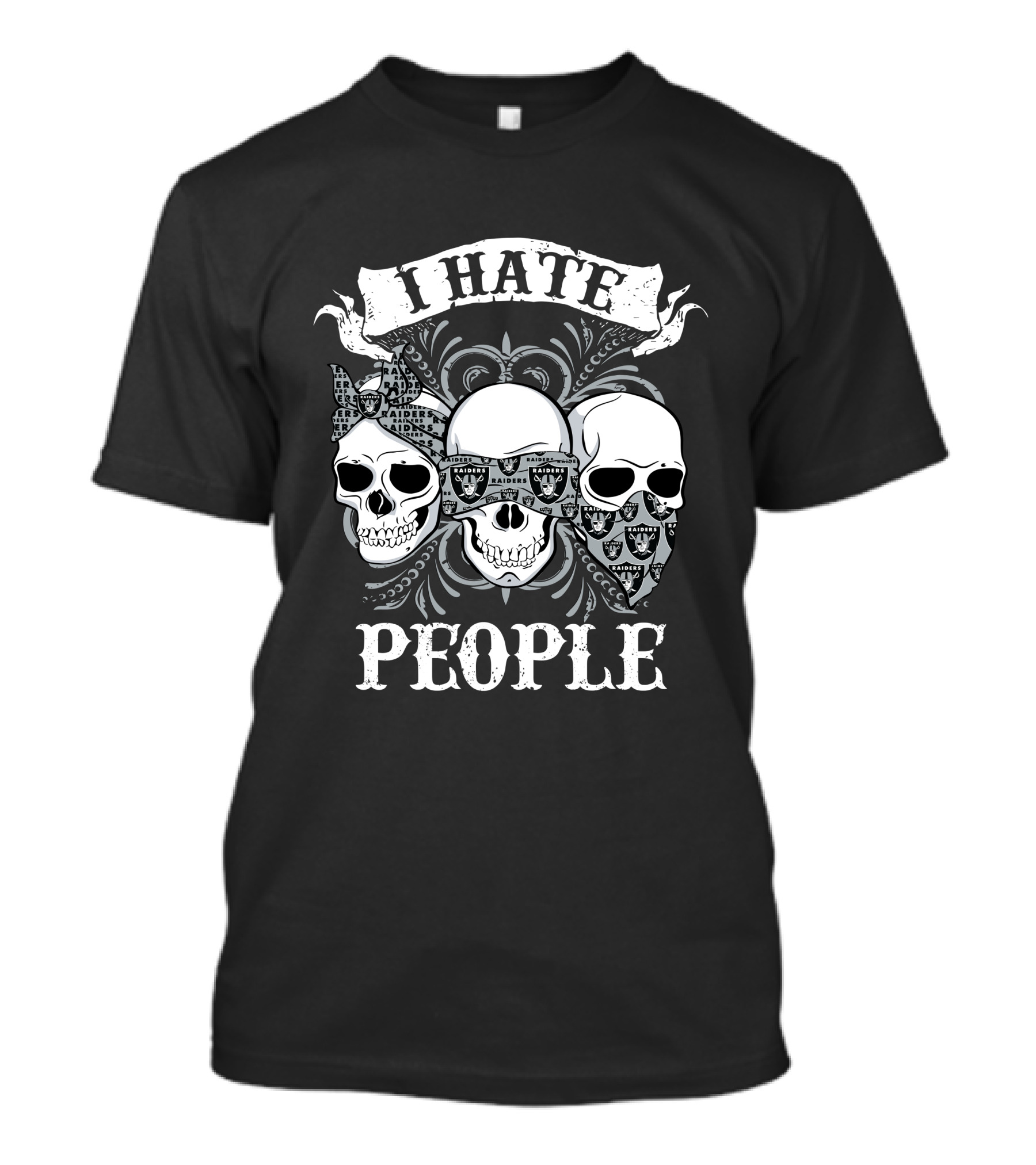 I Hate People Skulls With Bandana And Sunglasses T-Shirt