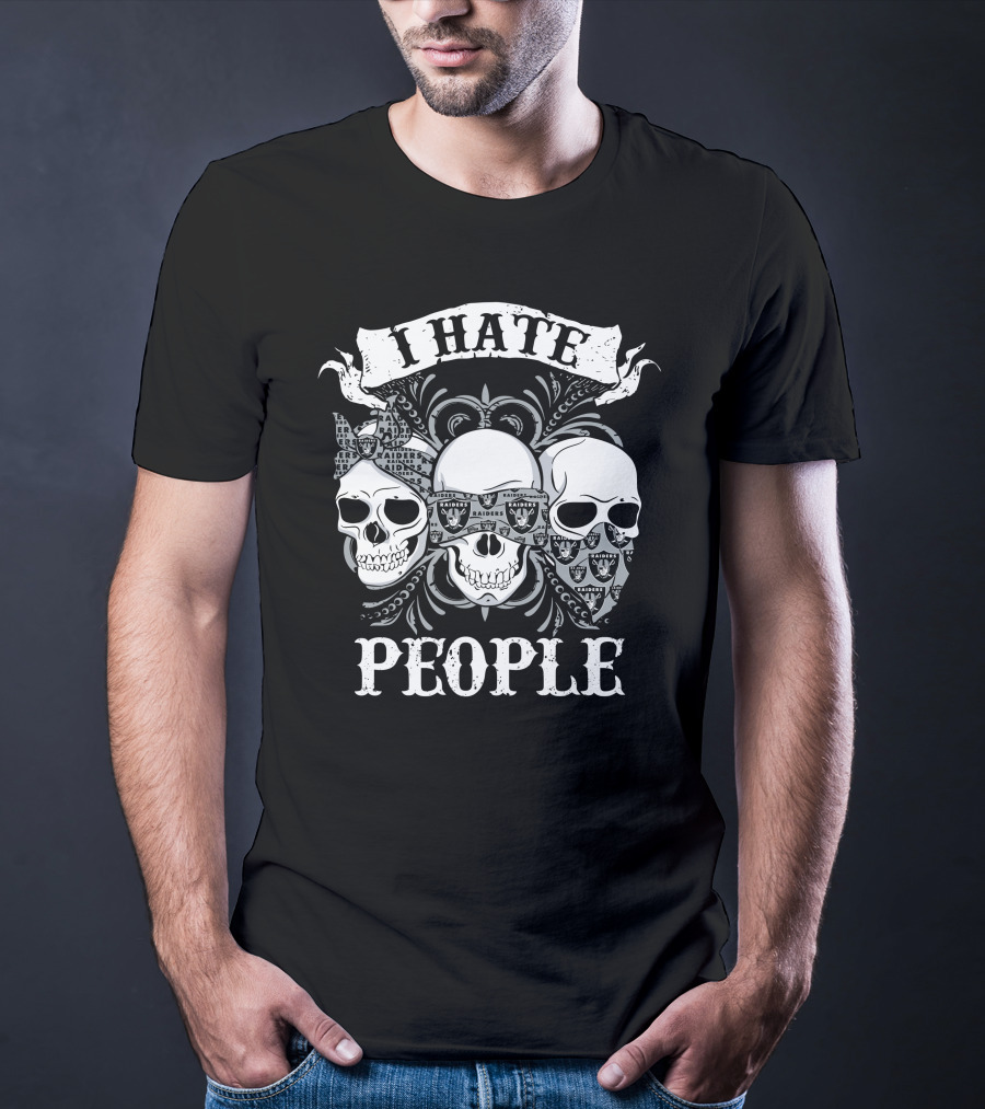 I Hate People Skulls With Bandana And Sunglasses T-Shirt