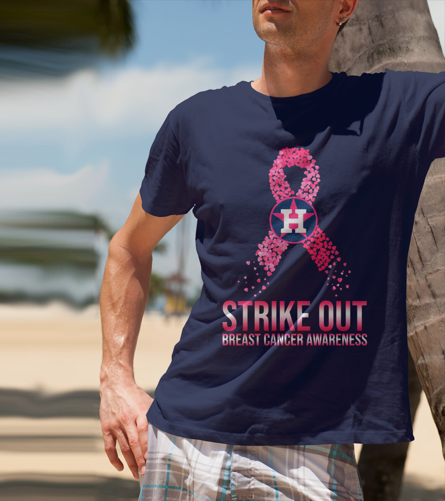 Strike Out Breast Cancer Awareness H Logo Pink Ribbon T-Shirt