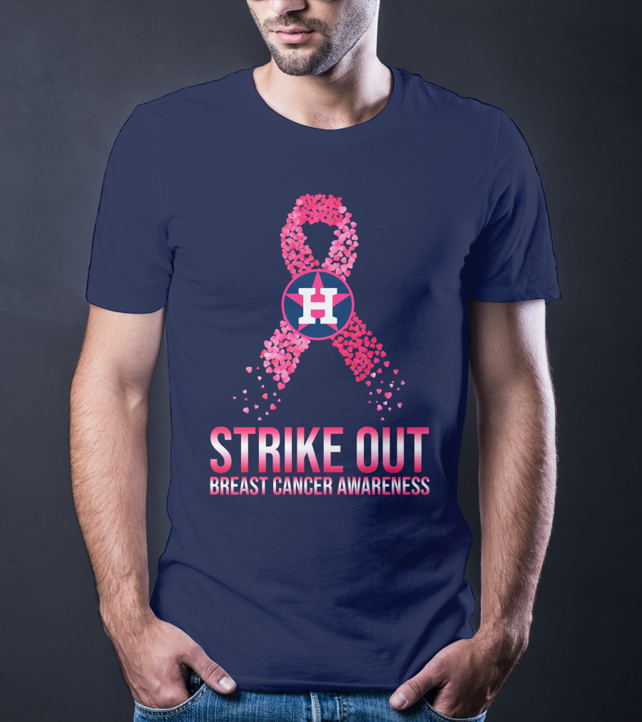 Strike Out Breast Cancer Awareness H Logo Pink Ribbon T-Shirt