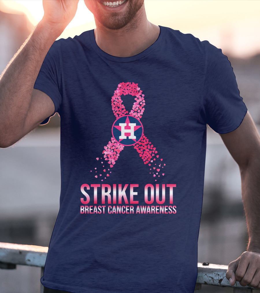 Strike Out Breast Cancer Awareness H Logo Pink Ribbon T-Shirt