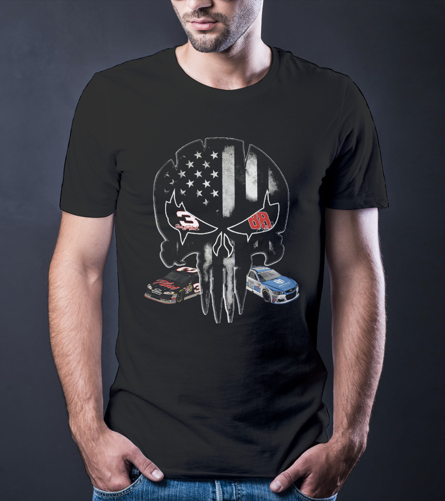 Dale Earnhardt Jr. NASCAR 3 And 88 Skull American Flag Special Edition T-Shirt