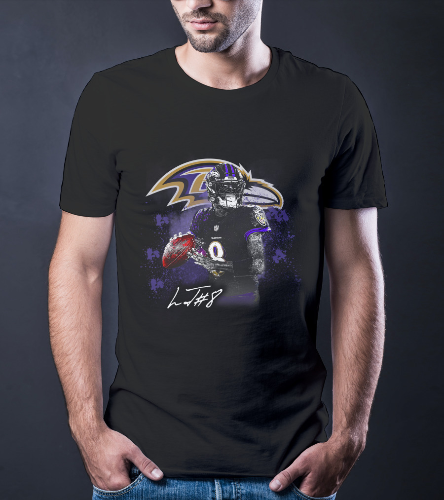 Baltimore Ravens Quarterback Number 8 Signature T-Shirt