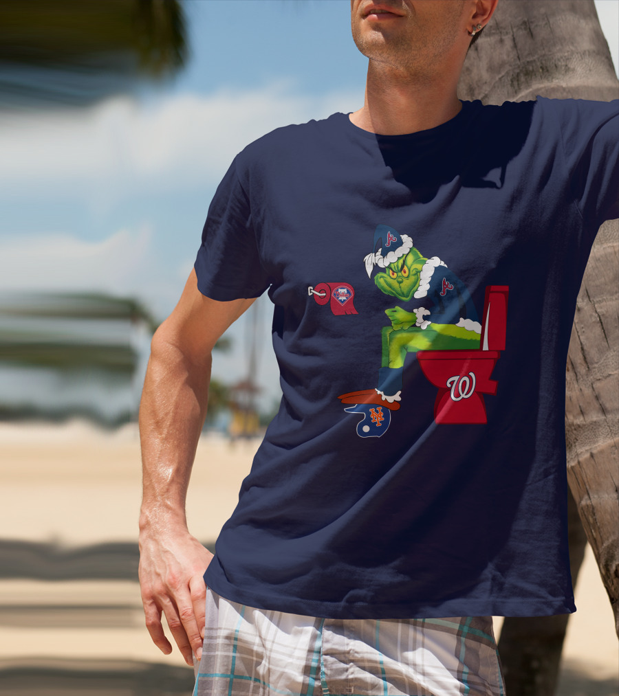 Atlanta Braves Grinch With New York Mets And Washington Nationals Logos T-Shirt