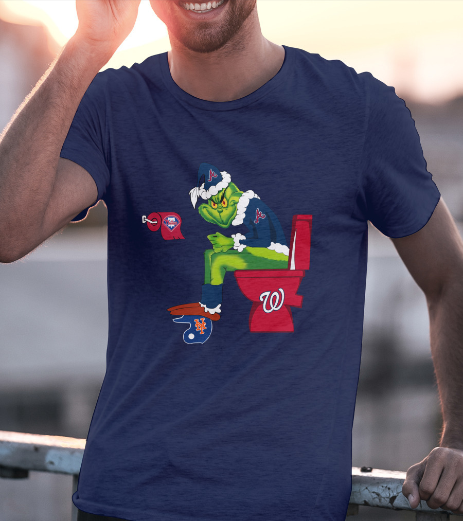Atlanta Braves Grinch With New York Mets And Washington Nationals Logos T-Shirt