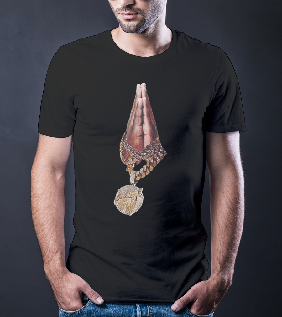 Pop Smoke Praying Hands Vlone Chain Pendant Merch T-Shirt