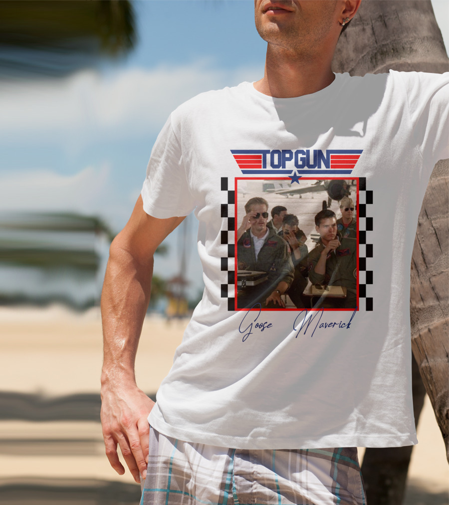 Top Gun Goose Maverick Classic Aviation Icons In Signature Flight Gear T-Shirt