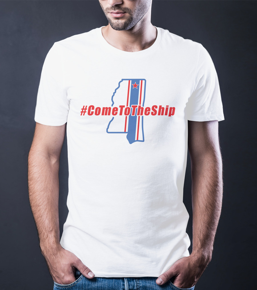 ComeToTheShip Mississippi Outline Red Blue Stripe Star T-Shirt