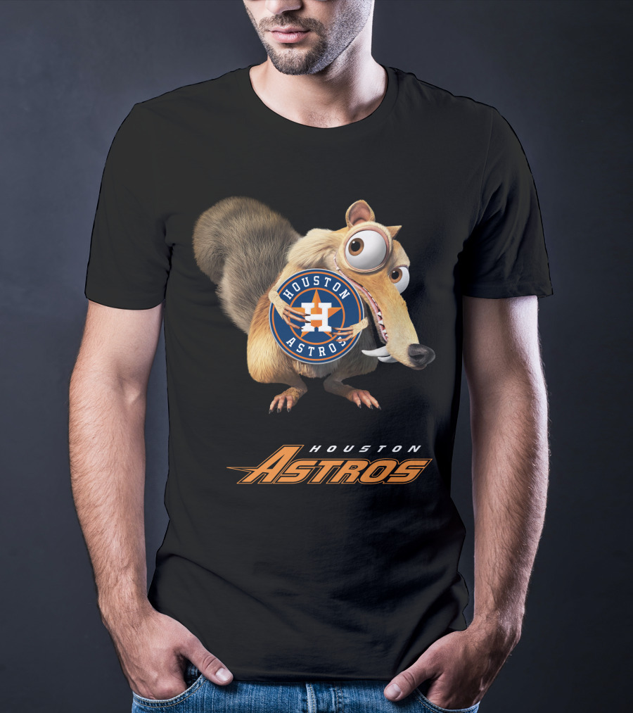 Houston Astros Ice Age Crossover With Scrat Holding T-Shirt