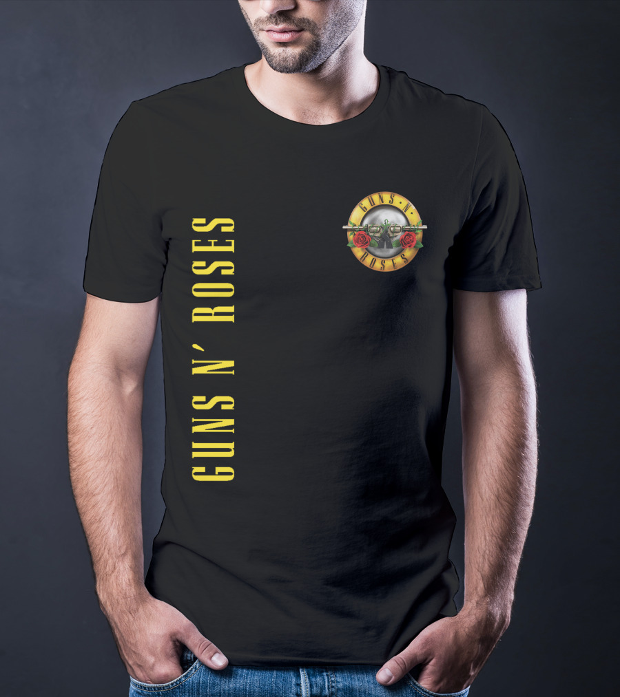 Guns N' Roses Classic Logo With Revolver And Roses In Yellow T-Shirt