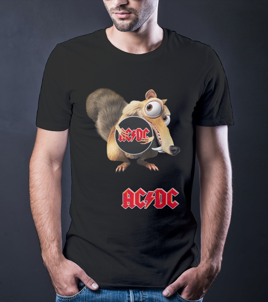 Ac/Dc 04 Ice Age Squirrel Holding T-Shirt