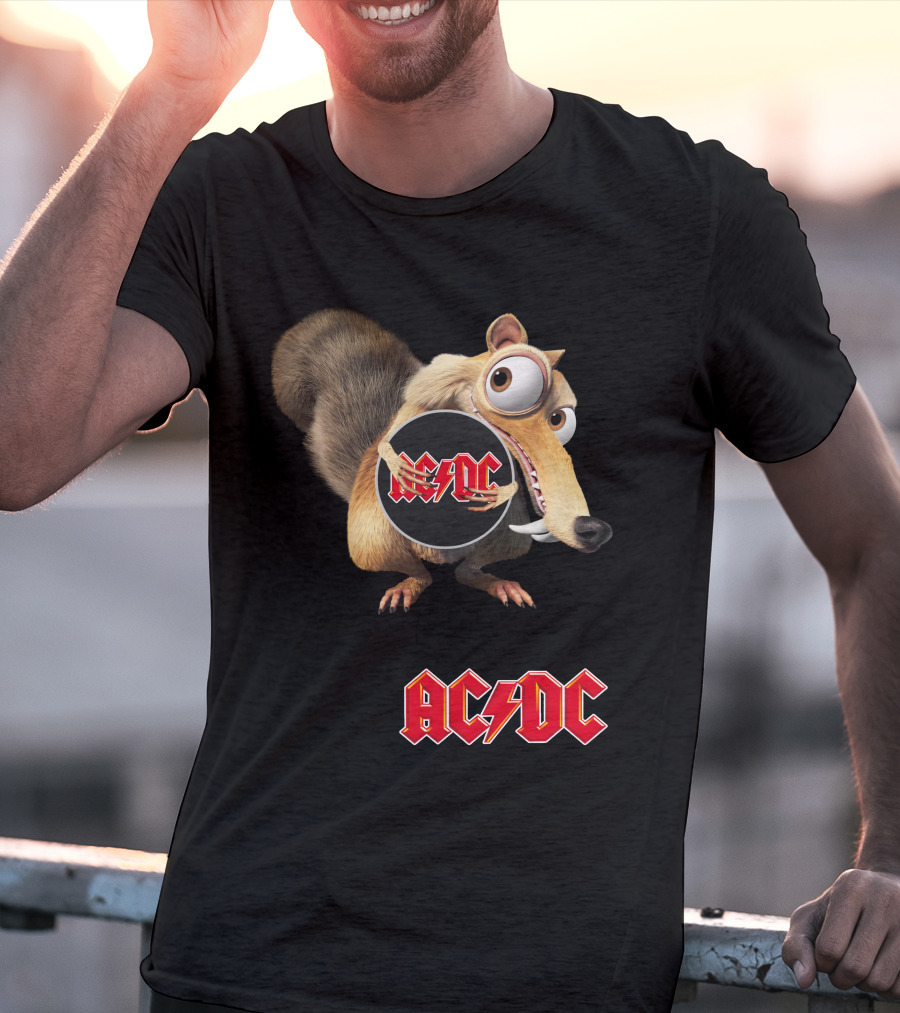 Ac/Dc 04 Ice Age Squirrel Holding T-Shirt